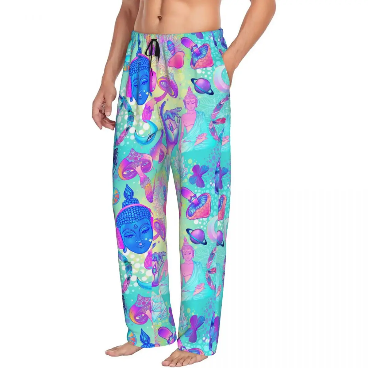 Pantalon de pyjama magique psychédélique personnalisé pour hommes, vêtements de nuit, ceinture élastique, motif Trippy, bas de salon de sommeil avec poches, chambres plus lentes