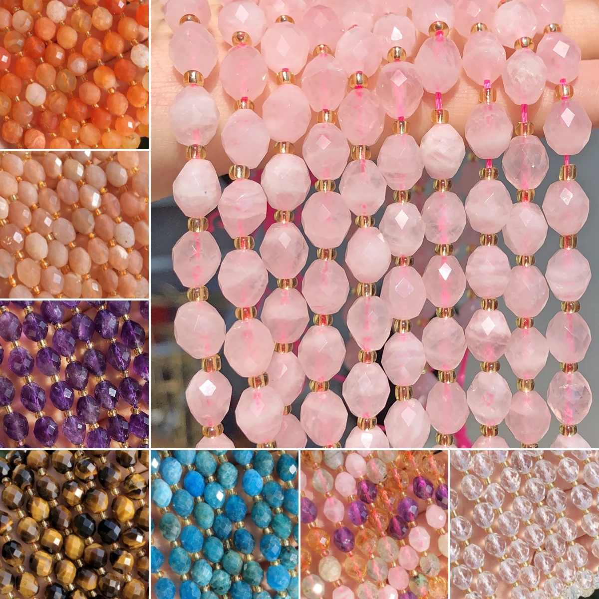 

8x7mm AAA Faceted Natural Stone Beads Citrine Apatite Amethyst Quartz Oval Shape Spacer Beads For Jewelry Making DIY Bracelets
