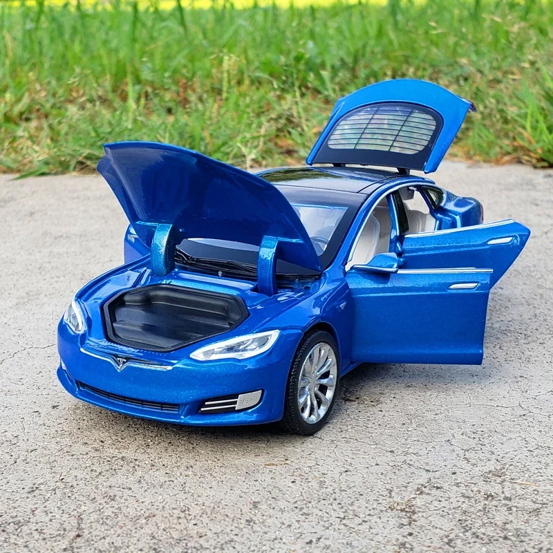 Free Shipping new 1:32 Alloy Car Tesla Model S MODEL3 Model X Metal Model Car Six-Door Sound And Light Pull Back Toy Car Gift