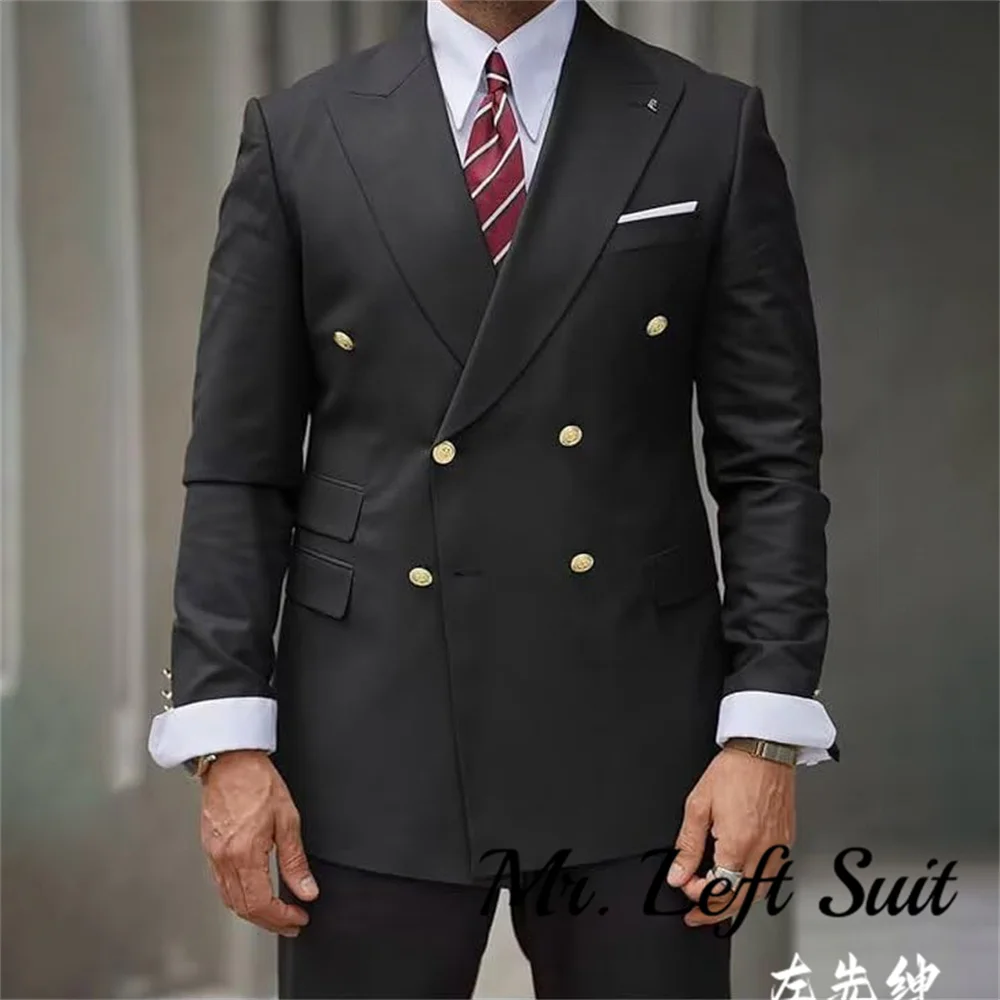 Mens Double Breasted Suit 2 Piece Classic Regular Fit Business Casual Wedding Prom Suits Dresswear
