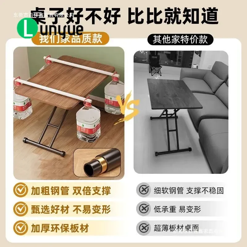Lifting Folding Coffee Table Light Luxury High End Mobile Dual Purpose Dining Tea Table for Living Room Home Furniture