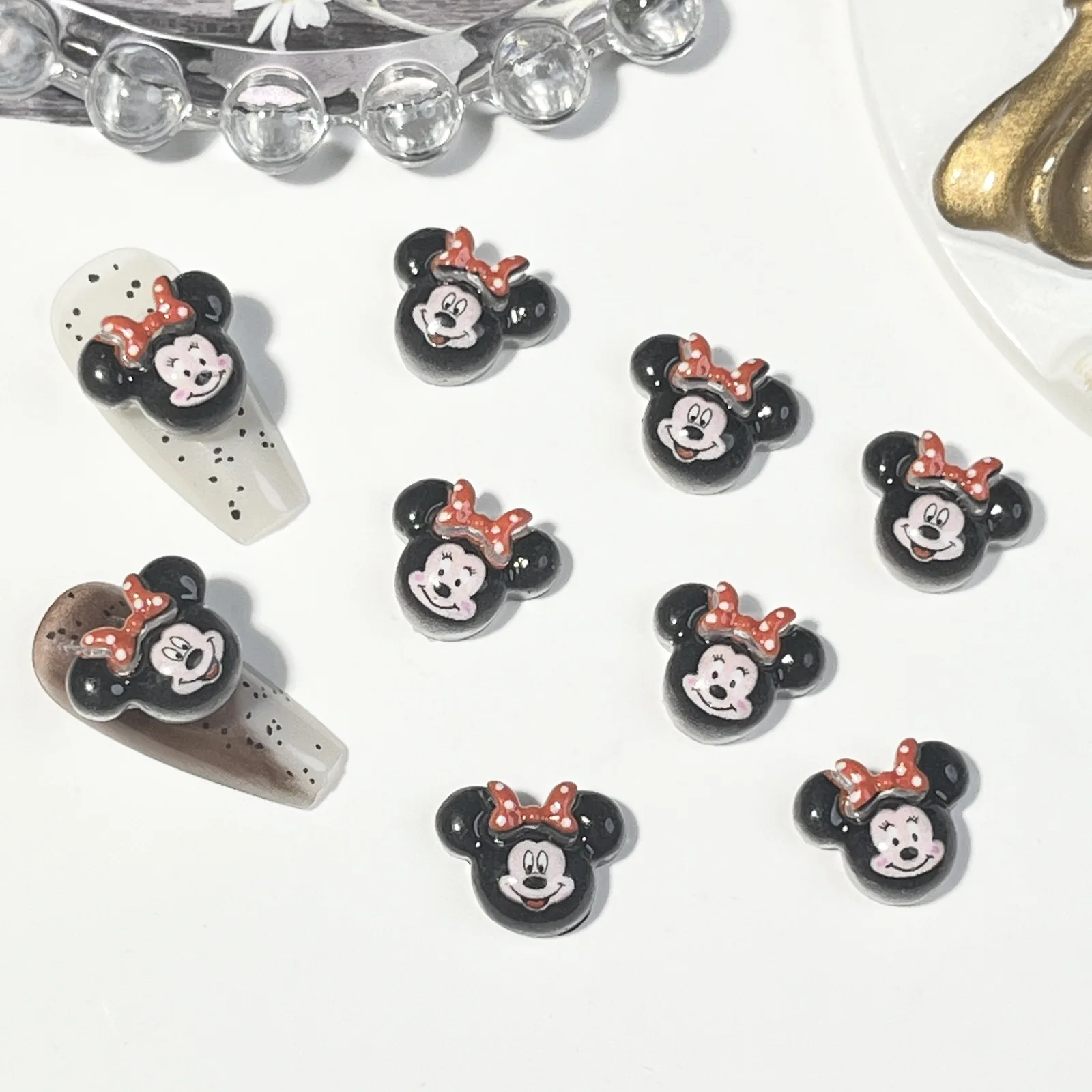 20pcs disney mickey cartoon nail charms for diy nail making cute mini resin flatback nail art decoreation