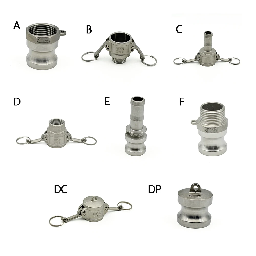 

1/2" 3/4"1"2" 304 stainless steel BSP thread cam lock Fitting Adapter Barb Quick Disconnect For Hose Pumps self-made