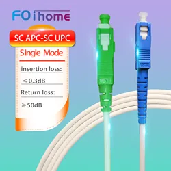 2M SC/APC-SC/UPC Fiber Optical Patch Cord Fiber Optic Patch Cable Single Mode 3.0mm Bend Insensitive Optic for Network