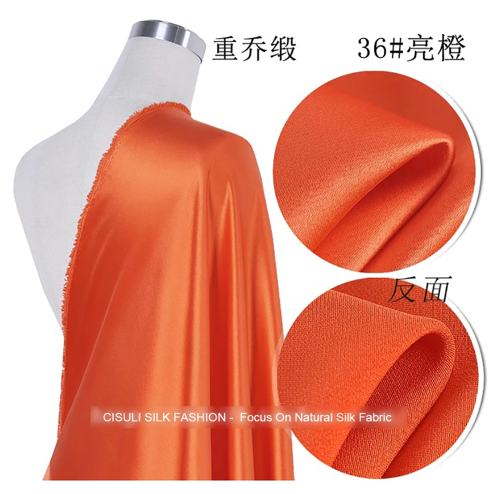 100% Pure Heavy Silk Satin Fabric 40momme Width 140cm Suits / Party Dresses Cloth Sewing Material Solid Color 24J36