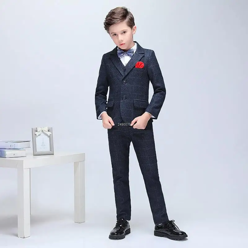 Boys Luxurious Wedding Suit Kids Formal Birthday Party Tuxedo Set Children Photograph Dress Child Performance Dance Show Costume