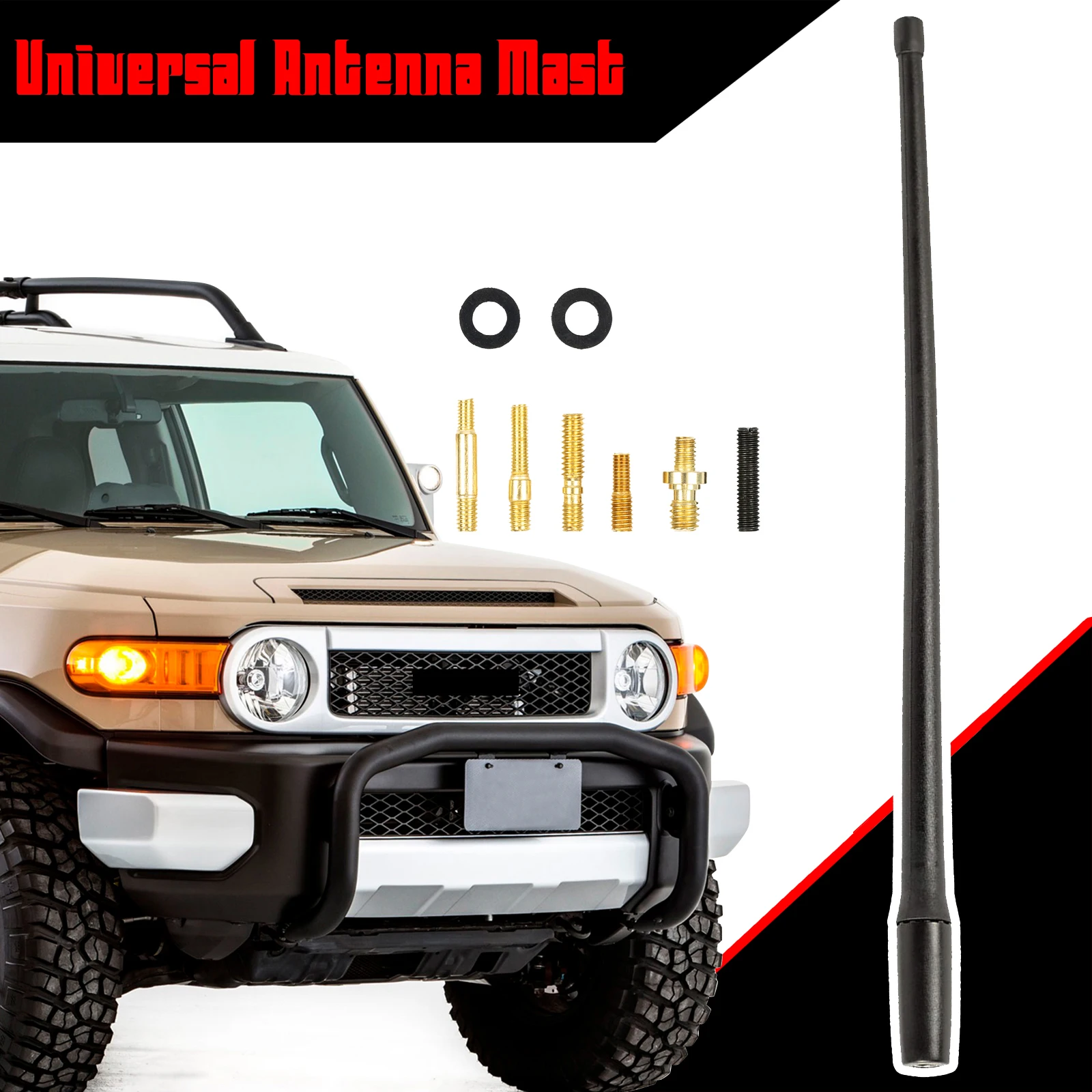 13in Antenna Aerial For Jeep Wrangler JK JKU JL JLU Rubicon Sahara Gladiator Reception Mast Adapter Car Accessories 2007 - 2021