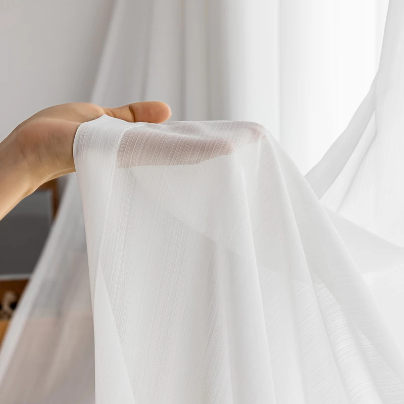White Striped Vertical Tulle Curtains For Living Room Window Home Decor Curtain Cortinas Wedding Drapes Decor Voilage Firanka