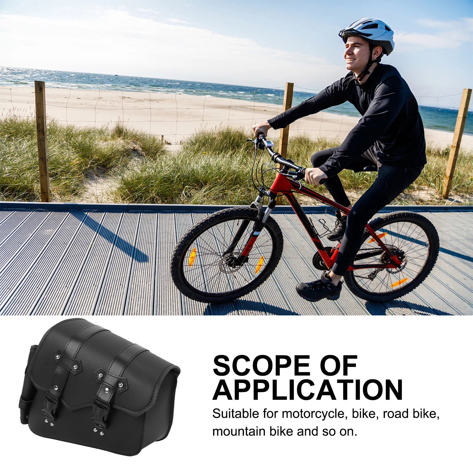 1Pcs Motorcycle Side Bag PU Material Durable Motorcycle Swingarm Bag Quick Disconnect Buckle Tool Storage Case Black