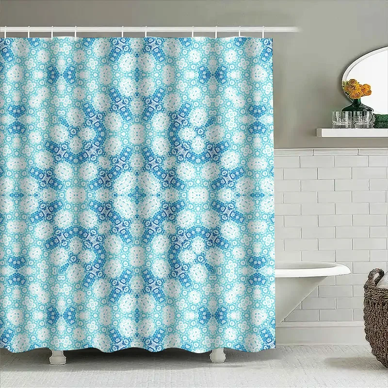 

Delightful Blue Floral Shower Curtain Decorative Pattern Bath Fabric Soft Waterproof Washable Home Textile Modern Bathroom Decor