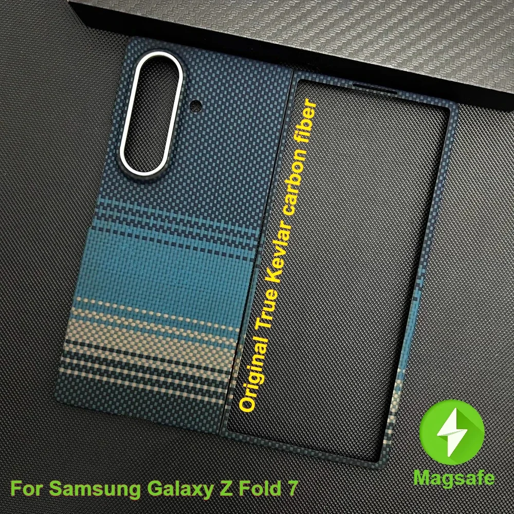 

Роскошные магнитные оригинальные чехлы из настоящего арамидного углеродного волокна для Samsung Galaxy Z Fold 7 6, ультратонкие защитные чехлы Magsafe