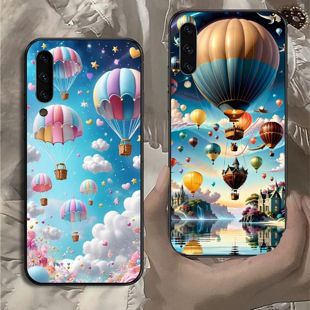 Hot Air Balloon Mobile Cell Phone Case for Samsung Note 9 10 20 Plus Pro Ultra J6 J5 J7 J8 Black Soft Phone Cover Funda