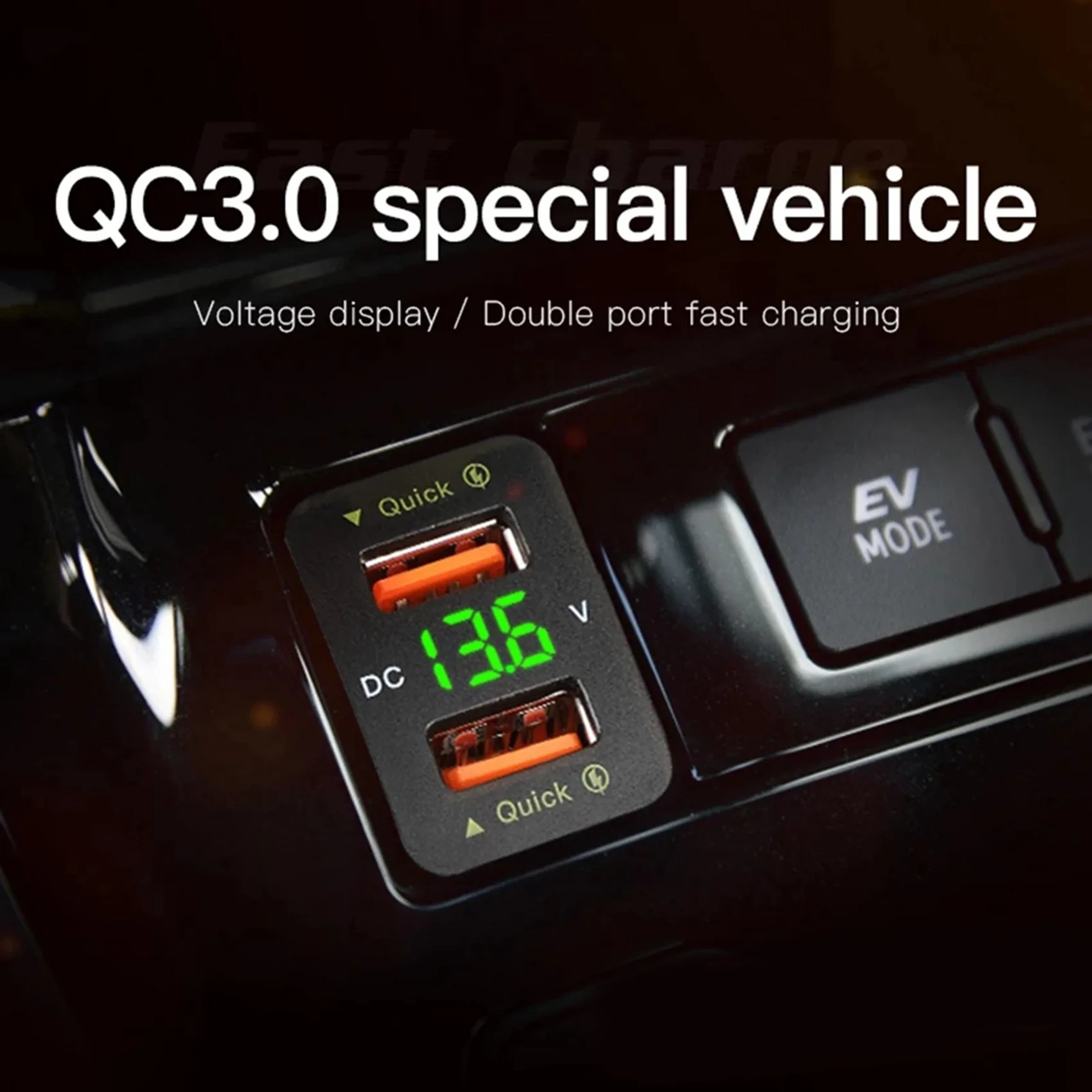 2X 36W Fast Car QC3.0 Dual USB Fast With Blue Voltage Waterproof Mobile Phone For Toyota view 4
