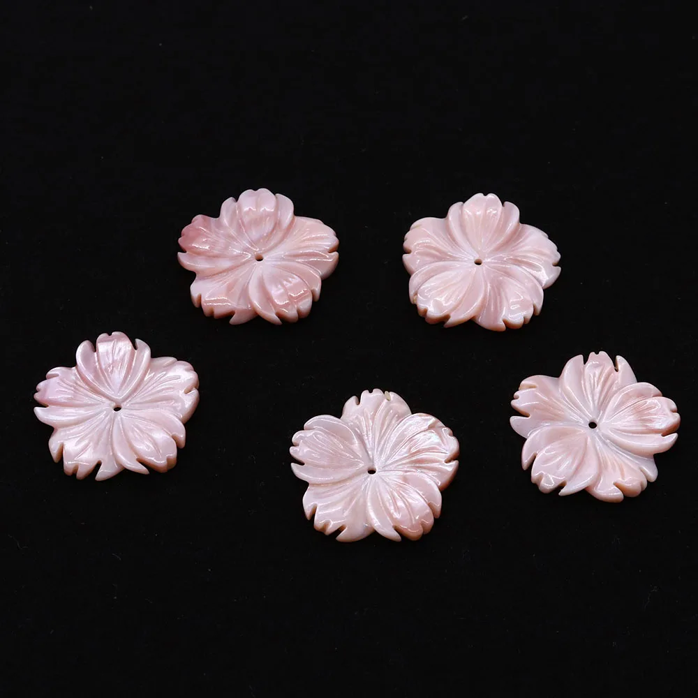 Natural Pink Shell Carving Flower Pendant 20-25mm Making Lovely and Elegant Ladies Jewelry Gift DIY Necklace Earring Bracelet