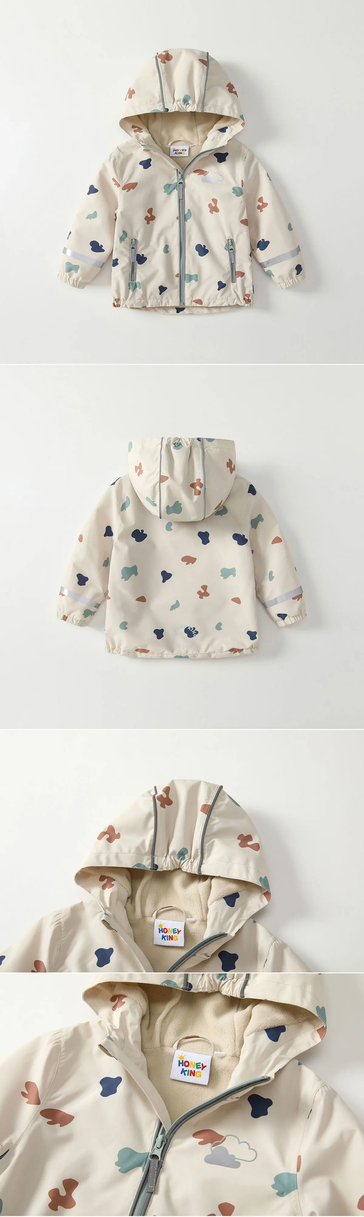 HONEYKING Baby-Regenanzug, Kinderkleidungsset, wasserdichter Overall, Jungen- und Mädchen-Overall, Jacke und Hose, Kombination für Kinder. – Detail 5