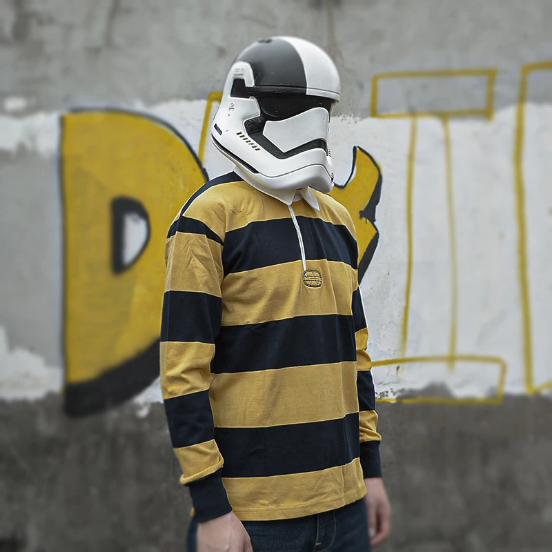 

Non Sto Autumn Winter New Heavyweight Stripe Long Sve irt Casual Collared T-irt for Men Stand Fit Printed Yo...