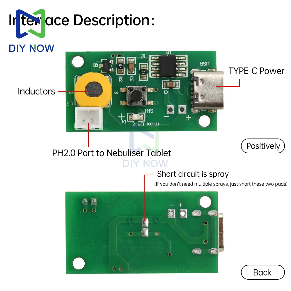 نوع C 3 مستويات قابل للتعديل حجم الضباب واحد رذاذ المرطب وحدة ضباب صانع وسائق لوحة دوائر كهربائية مبيد الانحلال فيلم