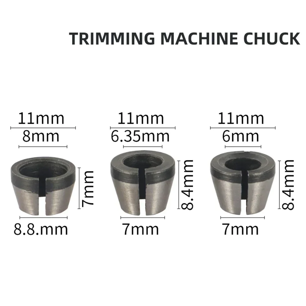 8pcs 6mm 6.35mm 8mm Collet Chuck For Engraving Trimming Machine Electric Router Grinder Trimming Clamping Collet Chuck Part
