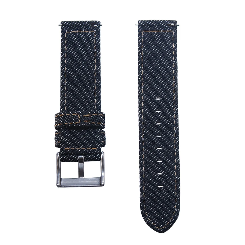 22mm Denim mens Quick Release watch strap black vintage canvas cotton  Jeans Denim watchbands