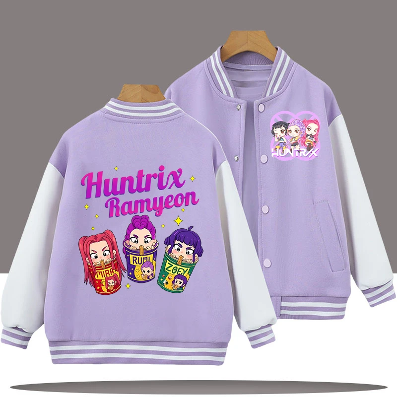 

New boy's sports shirt with cartoon print Kawaii 3-14 year old girl casual top - K-pop Demon Hunters children's baseball outfit