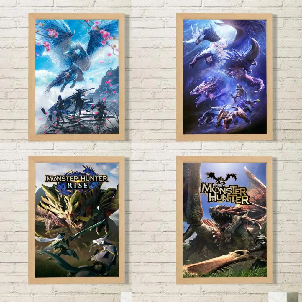

Posters for Wall Paintings Popular Game Decoration Home Decor Monster Hunter Rise Poster Decorative Painting on Canvas Room Art