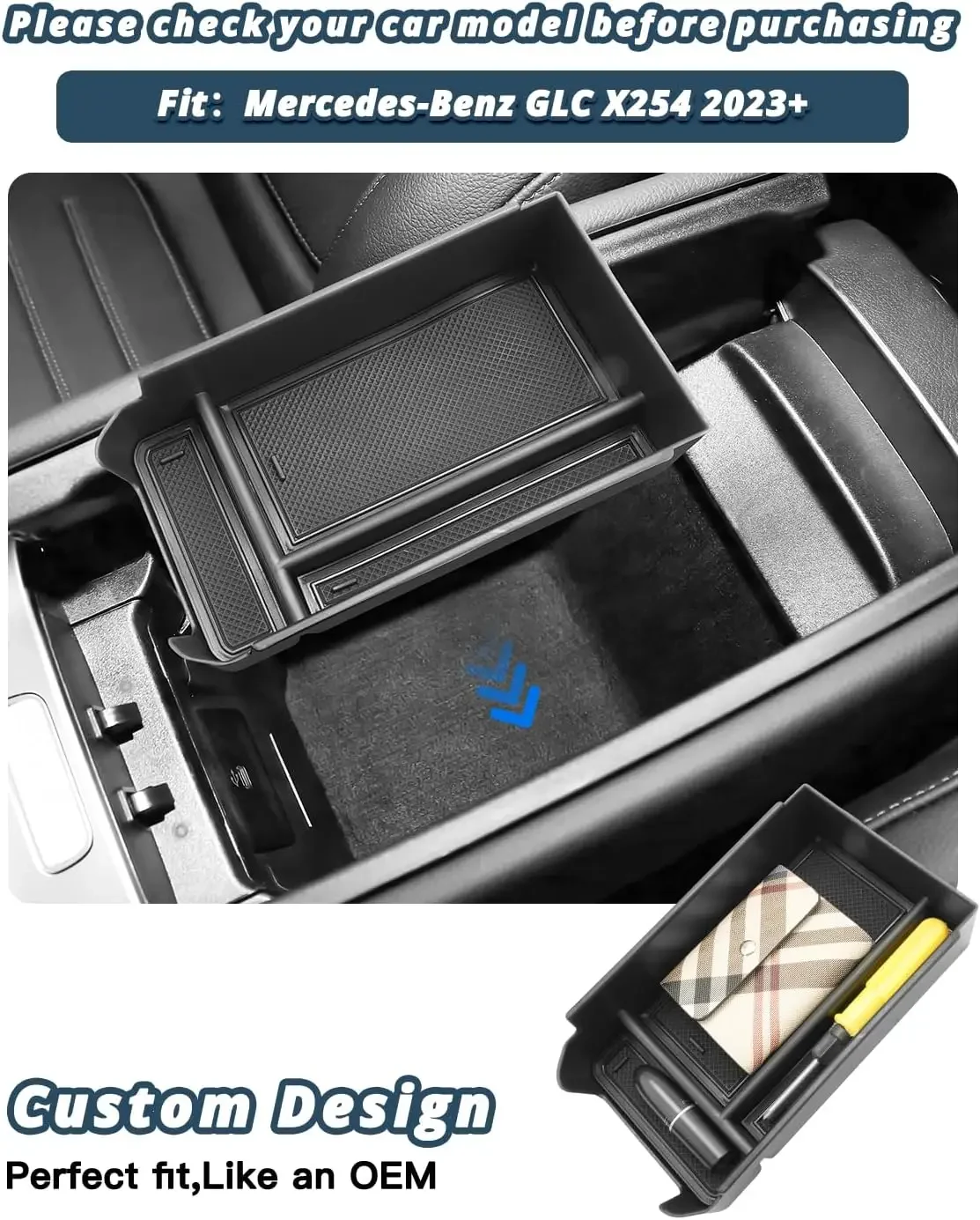 Center Console Organizer Storage Box For Mercedes Benz GLC Class X254 2023 2024 2025 2026 Armrest Storage Box Tray Accessories