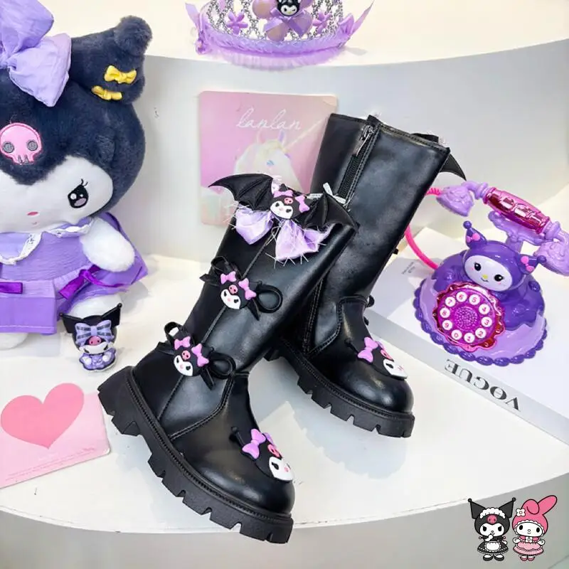 أحذية أطفال سانريو كورومي كاواي أنيمي كاجوال للطلاب غير قابلة للانزلاق مقاومة للماء ومقاومة للاهتراء مريحة للخريف والشتاء أحذية عالية