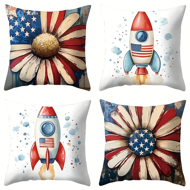 Sunflower and rocket patterns Single-sided printing Short plush Suitable living rooms bedrooms sofas (excluding pillow cores)