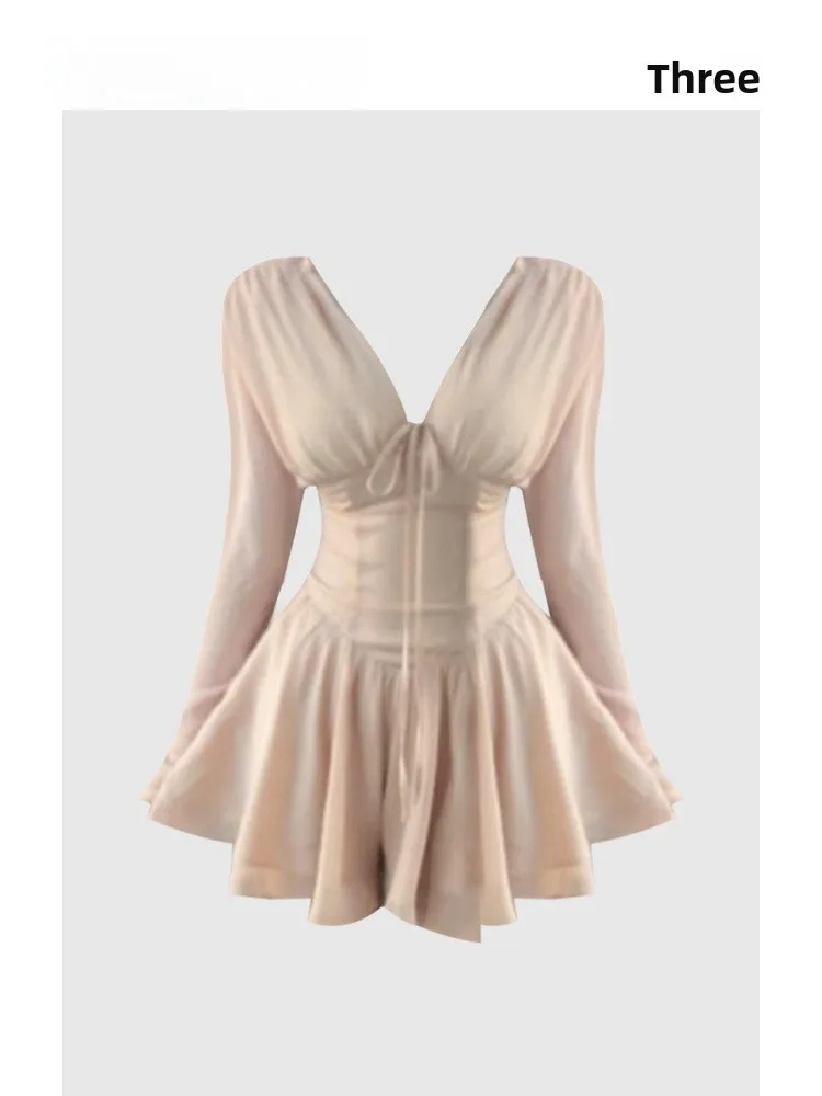 HEZA Pure Desire V-Ne Belted Dr Dames Lente Zus Sle Taille Cinched ort Rok Koreaanse versie A-lijn Dr