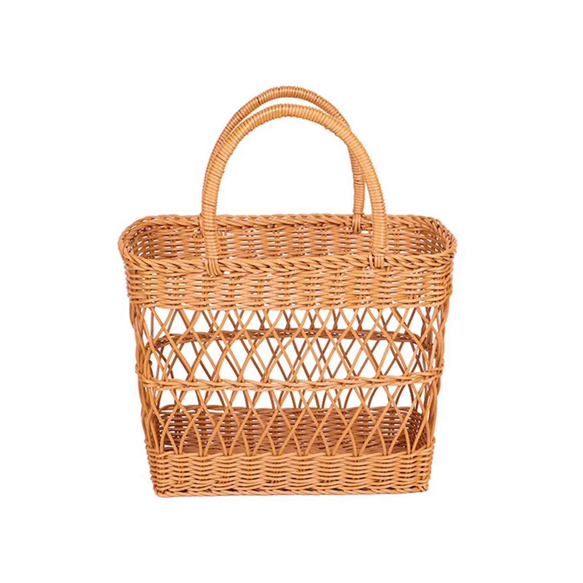 

Woven Storage Bags for Picnics and Outings Hanging Makeup Organizer Handmade Travel Bag for Women Shopping Basket 36cm