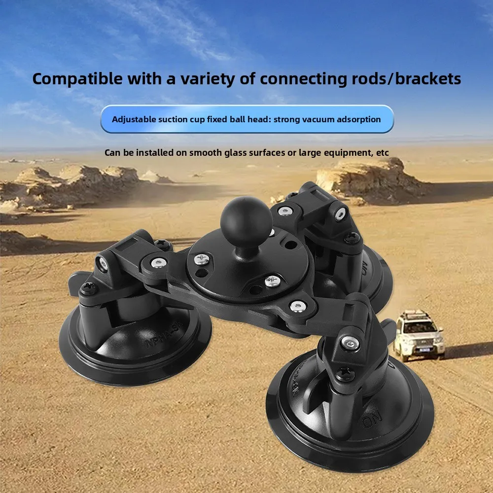 

Car windshield adjustable bendable three suction cup bracket bracket fixed ball head accessories car holder