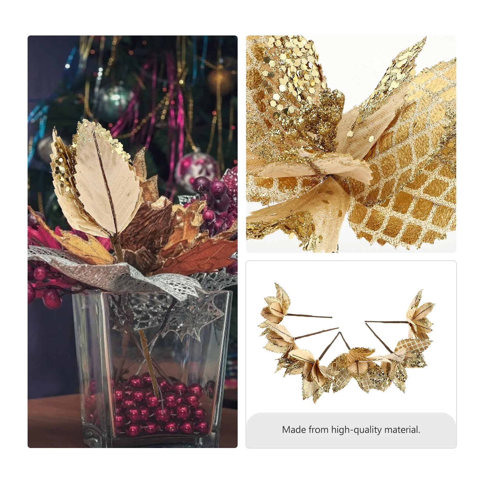 

6Pcs Simulation Xmas Flower Ornaments Artificial Christmas Flowers Decorative Home Holiday Wedding Christmas Flower