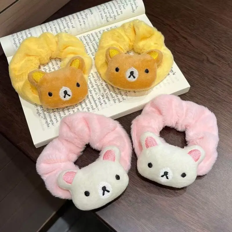 Japanese Animation Rilakkuma Plush hair tie Girl's ponytail decoration Hair set Head flower accessory rubber band birthday gift