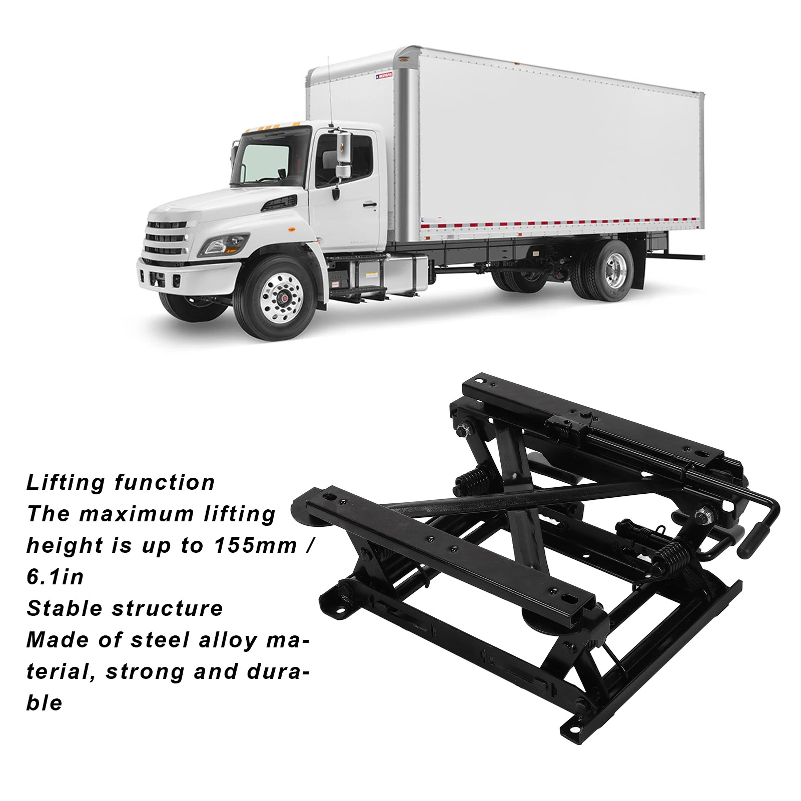 Steel Seat Lifting Base, Seats Height Adjuster with Slide Rail 155mm Lifting Height Universal Fit for LHD Vehicle