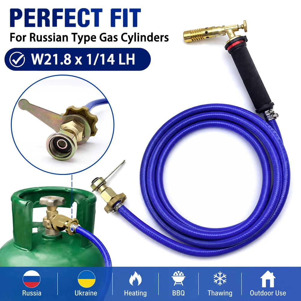 Russian Standard LPG Propane Welding Flame Torch for Copper Aluminum W21.8×1/14 LH Female Thread Fitting Connector