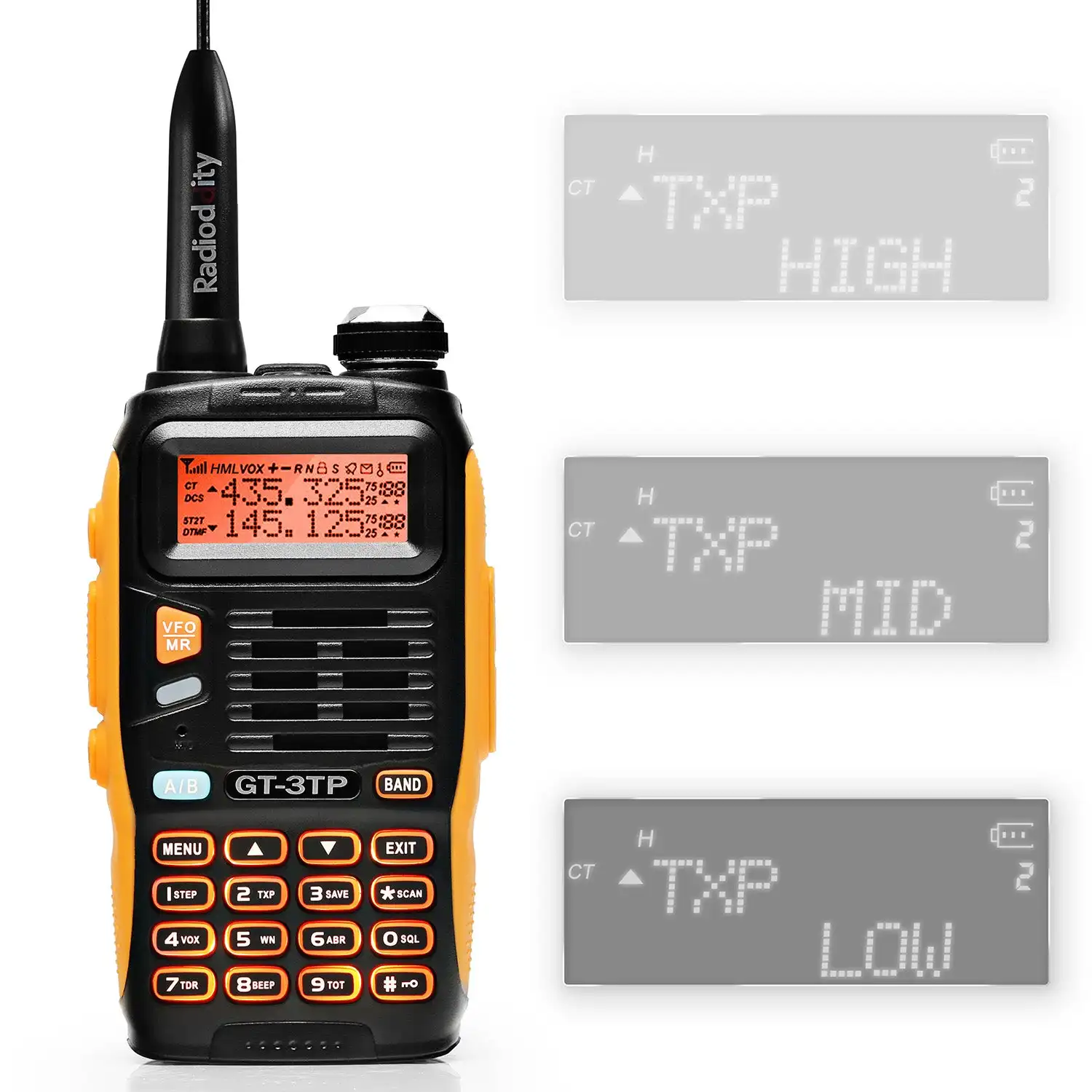 Baofeng GT-3TP 8W Tri-Power Dual Band Two Way Radio LCD Keyboard 23CM High Gain Antenna HAM Walkie Talkie