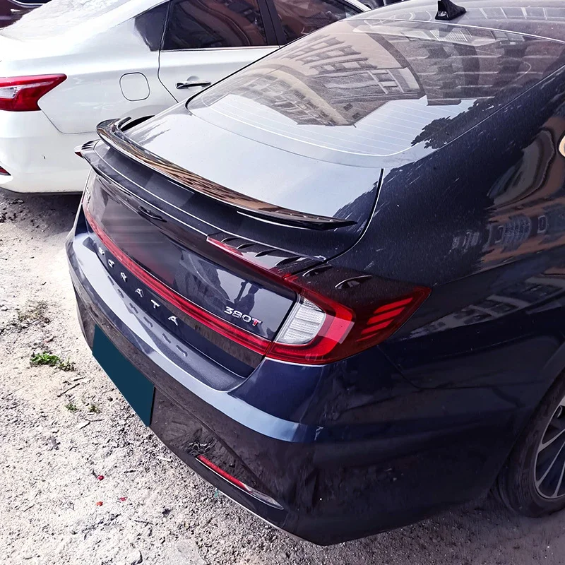 

New! Glossy Black Spoiler For Hyundai Sonata 10th 2019 20 Year Car Rear Trunk Ducktail Wing ABS Plastic Accessories