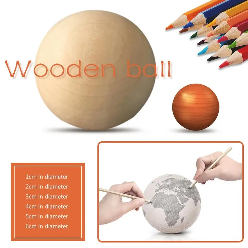 Natural No Hole Wooden Beads Lead-free Wood Round Balls For Home Decoration Diy Eco-Friendly Wood Crafts 30mm-75mm