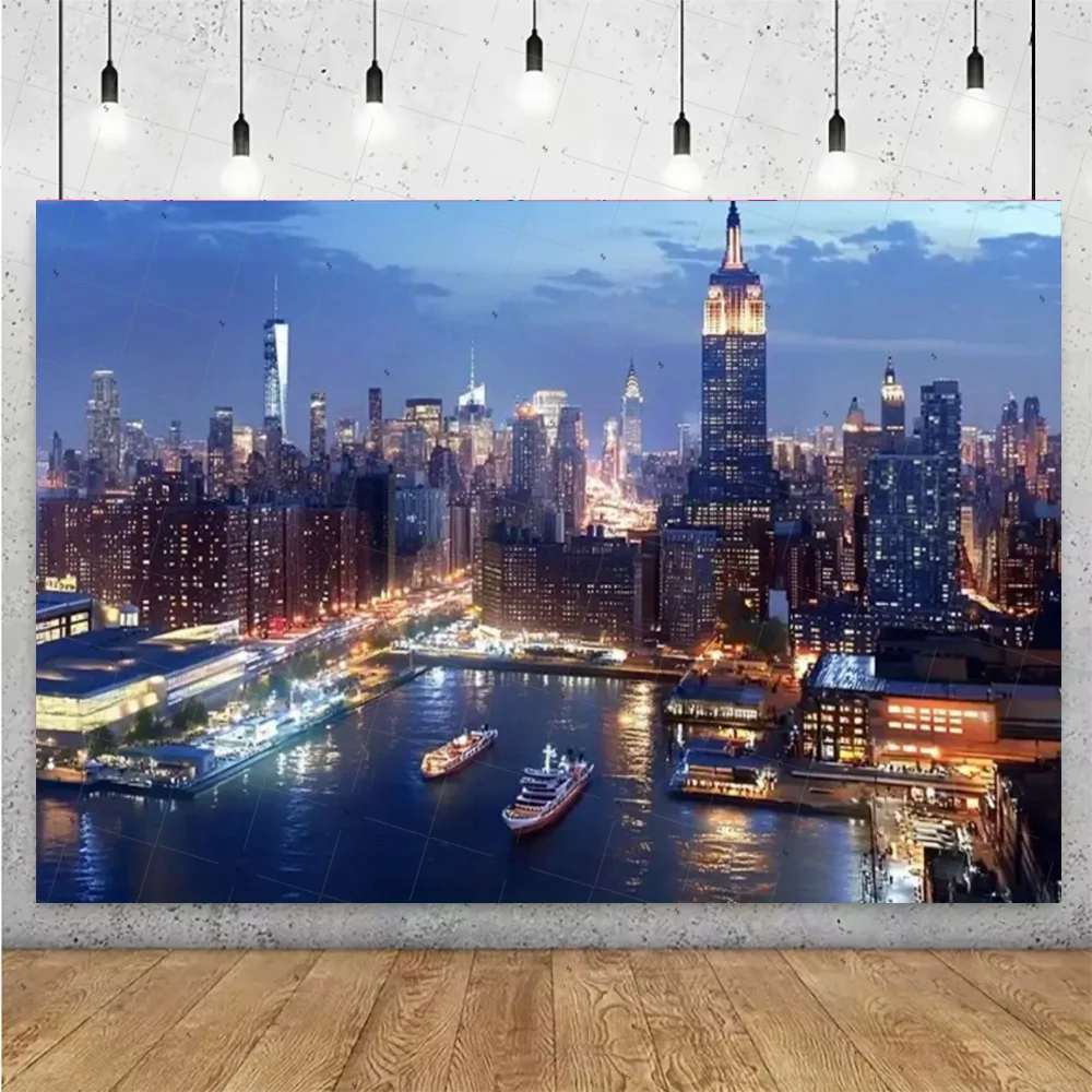 Ночной вид, высотное здание, фон, баннер, Нью-Йорк, город, фон для фотосъемки, украшение для вечеринки, реквизит для фотосессии