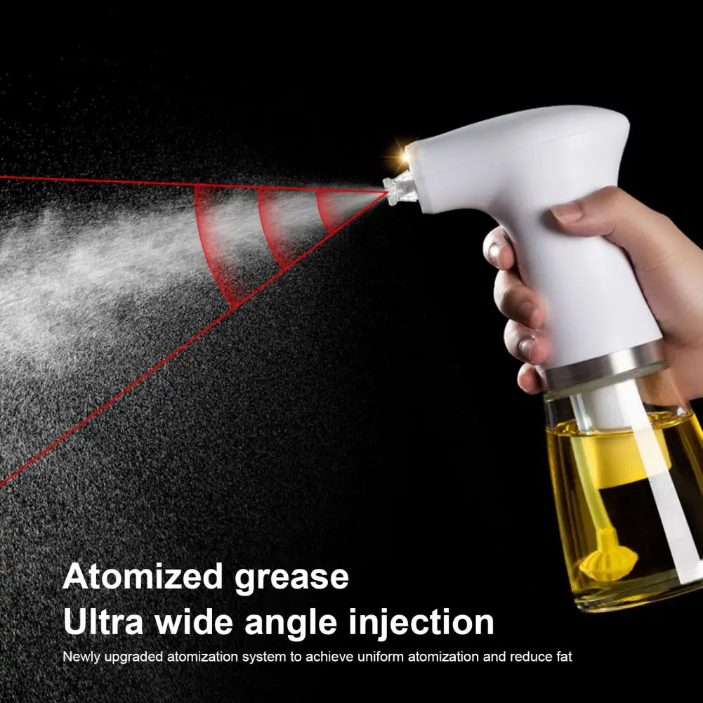 240ML Electric Oil Sprayer with Light Even Atomization Oil Spray Bottle Type-C Charge Wide Angle Jet Oil Sprayer for Kitchen