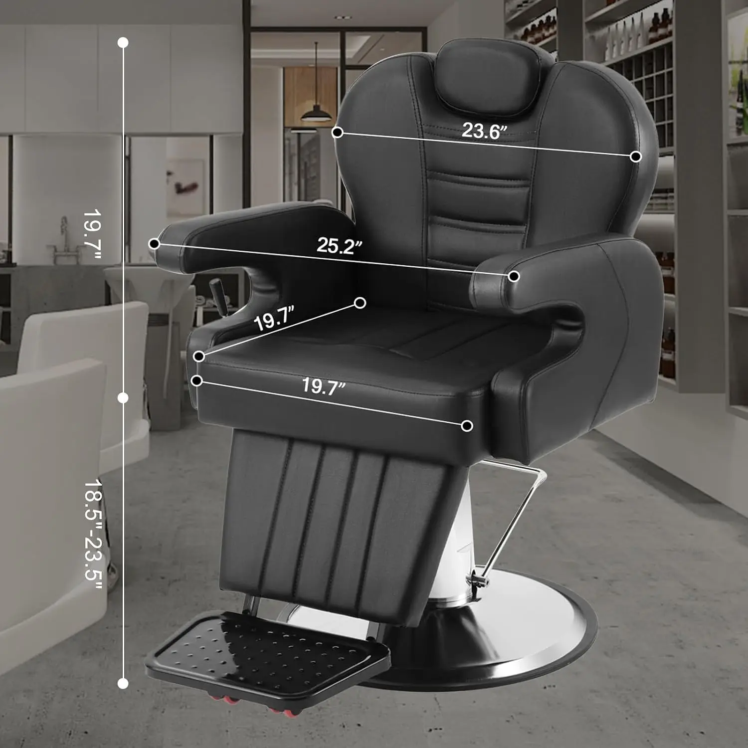 Hydraulic Barber Chair 360° Swivel Reclining Salon Chair Adjustable Headrest Footrest Shampoo Spa Chair 300lb, Customized