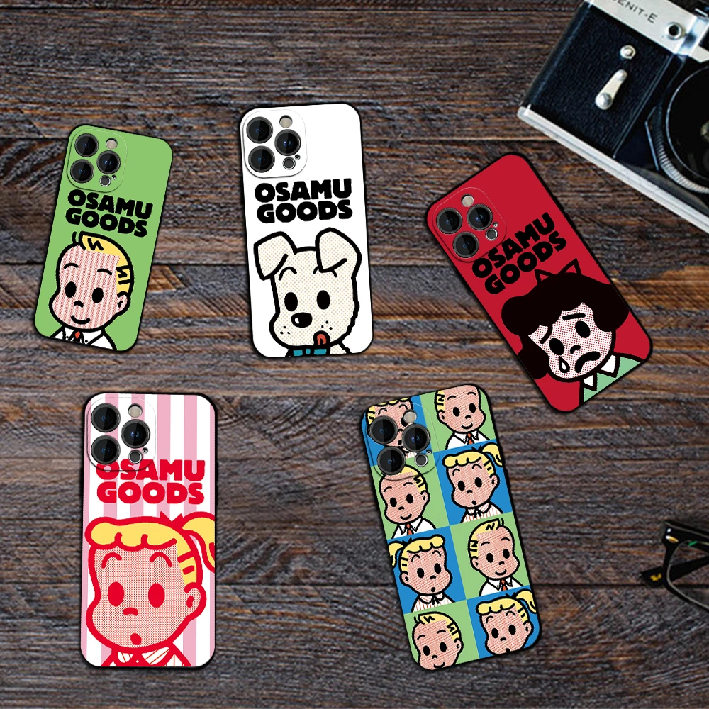 Cartoon O-Osamu H-Harada Cute Phone Case for iPhone 12 11 13 14 15 16 Max Pro Plus Black Soft Silicone Cover