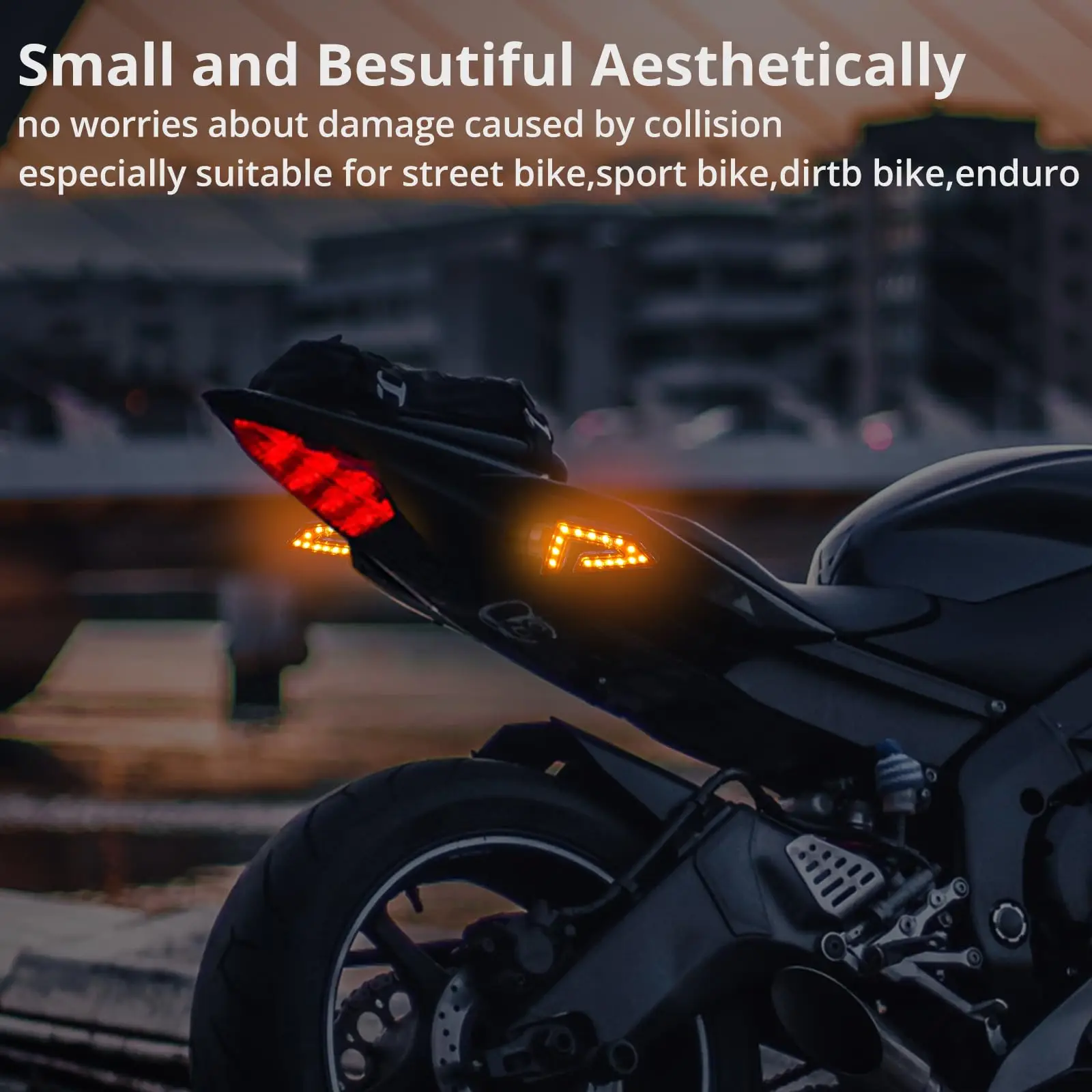 4 Pcs Universal Motorcycle Turn Signal LED Lights Signals Brake Light Bulb Waterproof IP65 High Power Bulb Lamp 10W Amber Signal