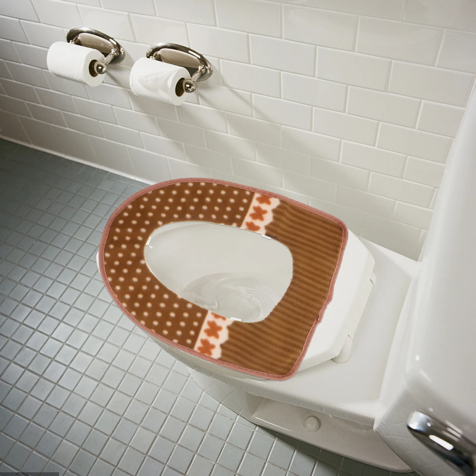 

Warm Seat Cover Coffee Color Soft Pu Washable Toilet Lid Pad For Home Travel Use Toilet Seat Cushion