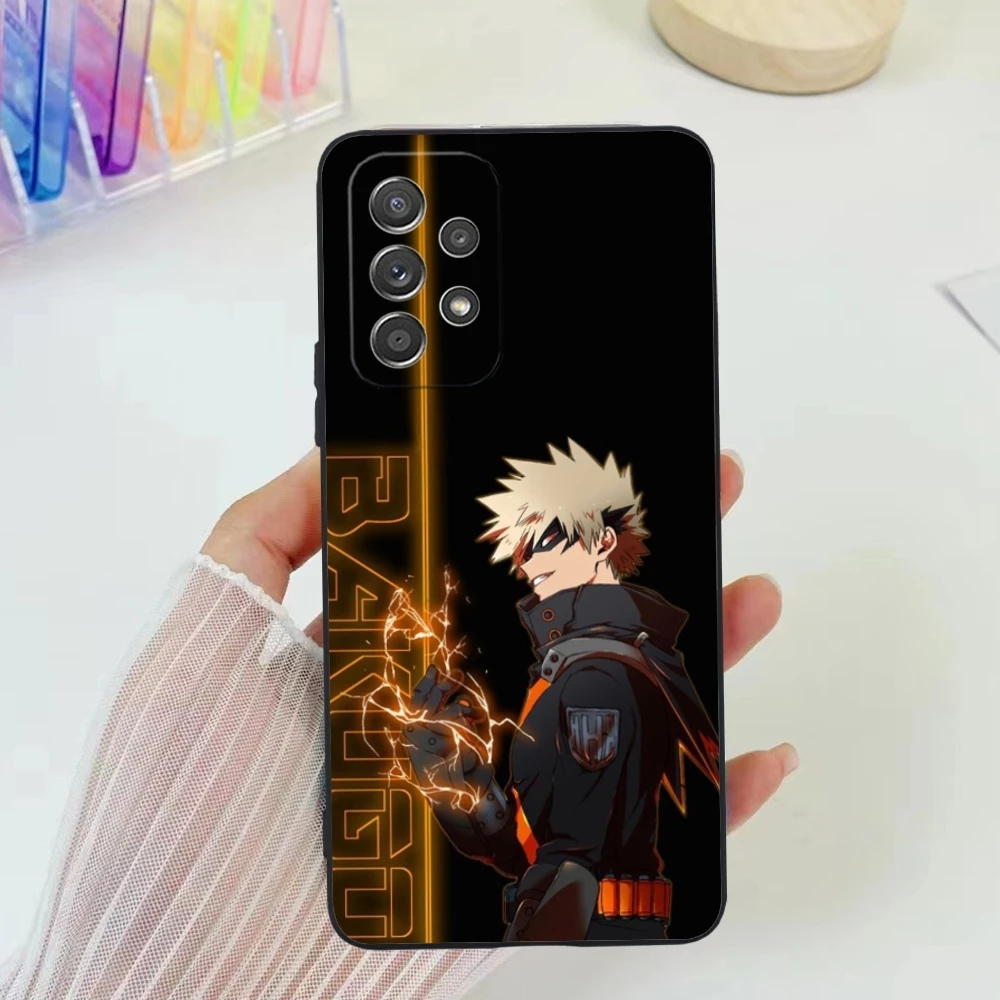 Hero Katsuki Bakugo custodia per cellulare per Samsung Galaxy A91 73 71 70 54 53 52 34 24 23 21 S 5G custodia morbida nera per telefono