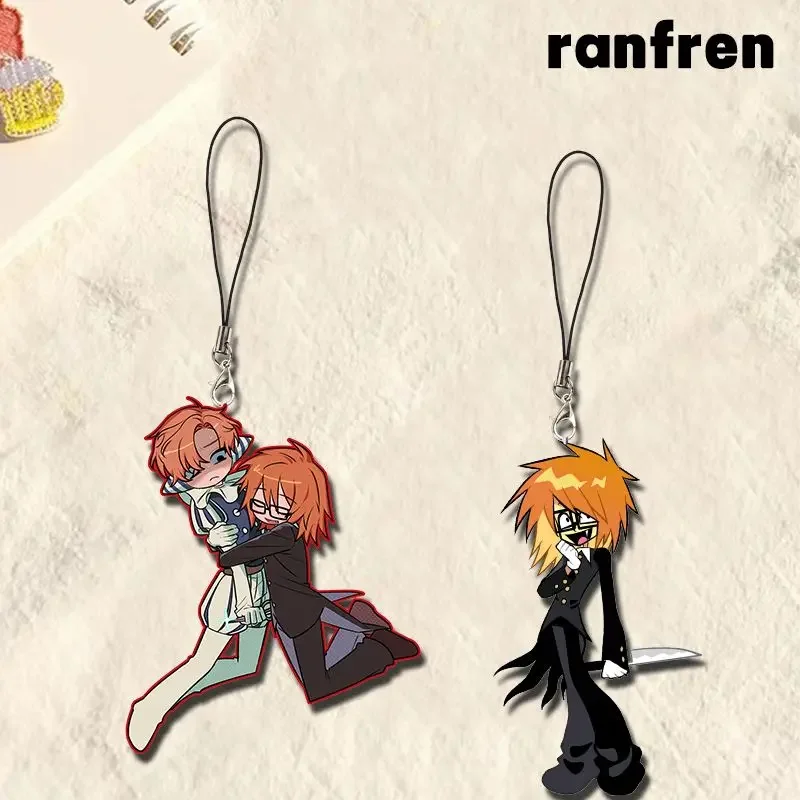 Ranfren Anime Mobile phone lanyard KeyChain women key chain for men key ring acrylic car keyring party Pendant Cos Girls Gift