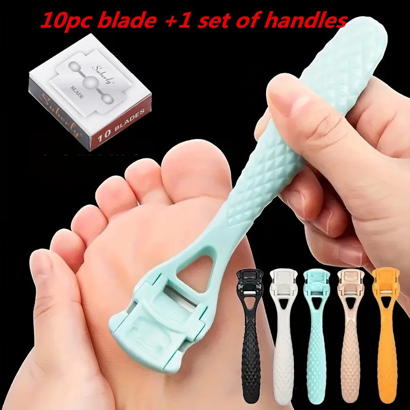 10 Blades + 1 Random Color Foot Scraper Pedicure Kit, Dead Skin Remover & Heel Planer Tool for Personal Foot Care & Beauty