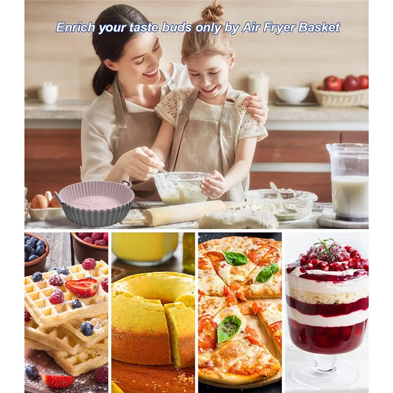 หม้อทอด Air fryer หม้อซิลิโคนอุปกรณ์เสริมหม้อทอด Air fryer ตะกร้าหม้อทอด Air fryer แบบไม่ติดใช้ซ้ำได้สำหรับเตาอบเค้กไมโครเวฟอบ