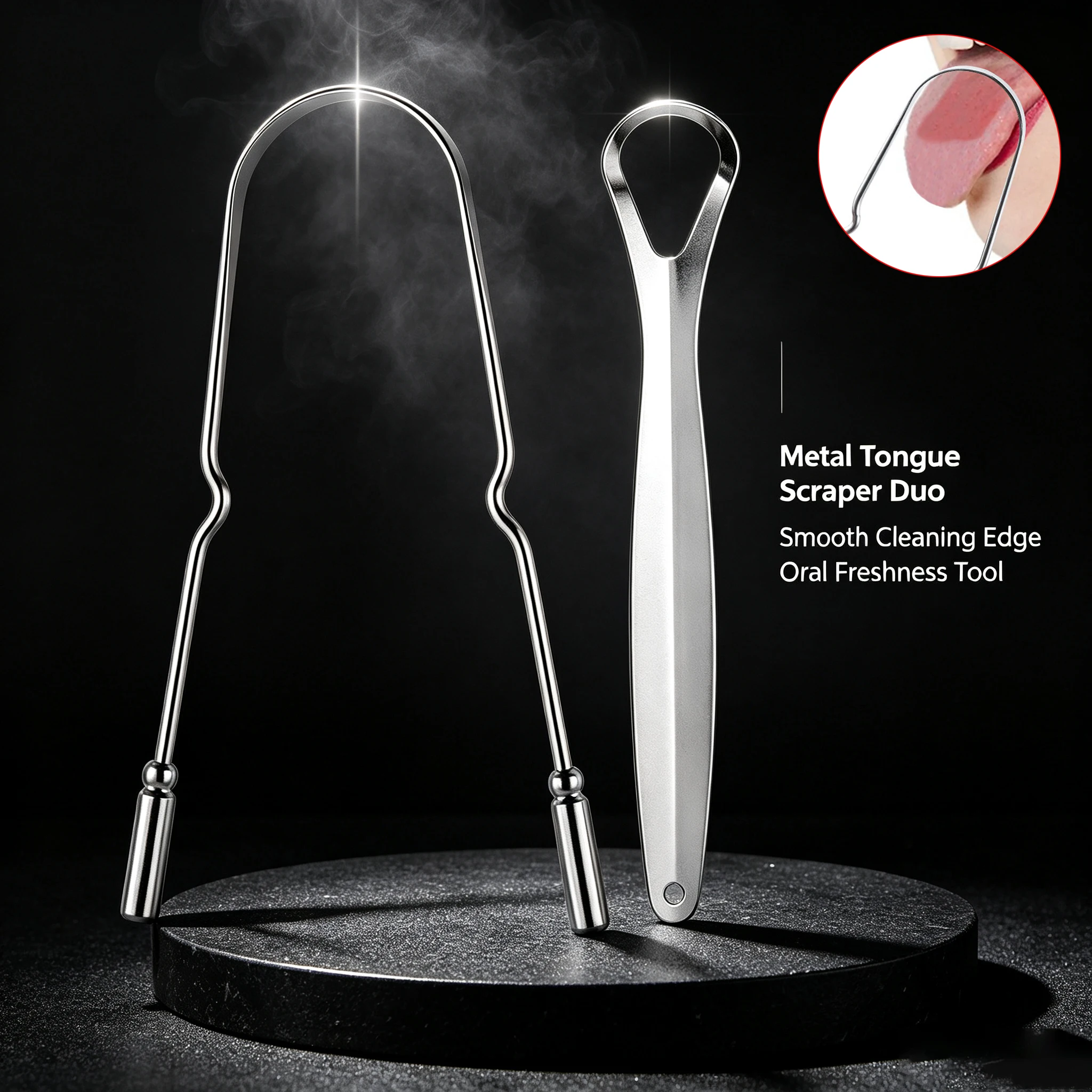 Stainless Steel Tongue Scraper, manual Tongue Cleaning Tool gathers thin tongue layers to match other daily mouth care steps