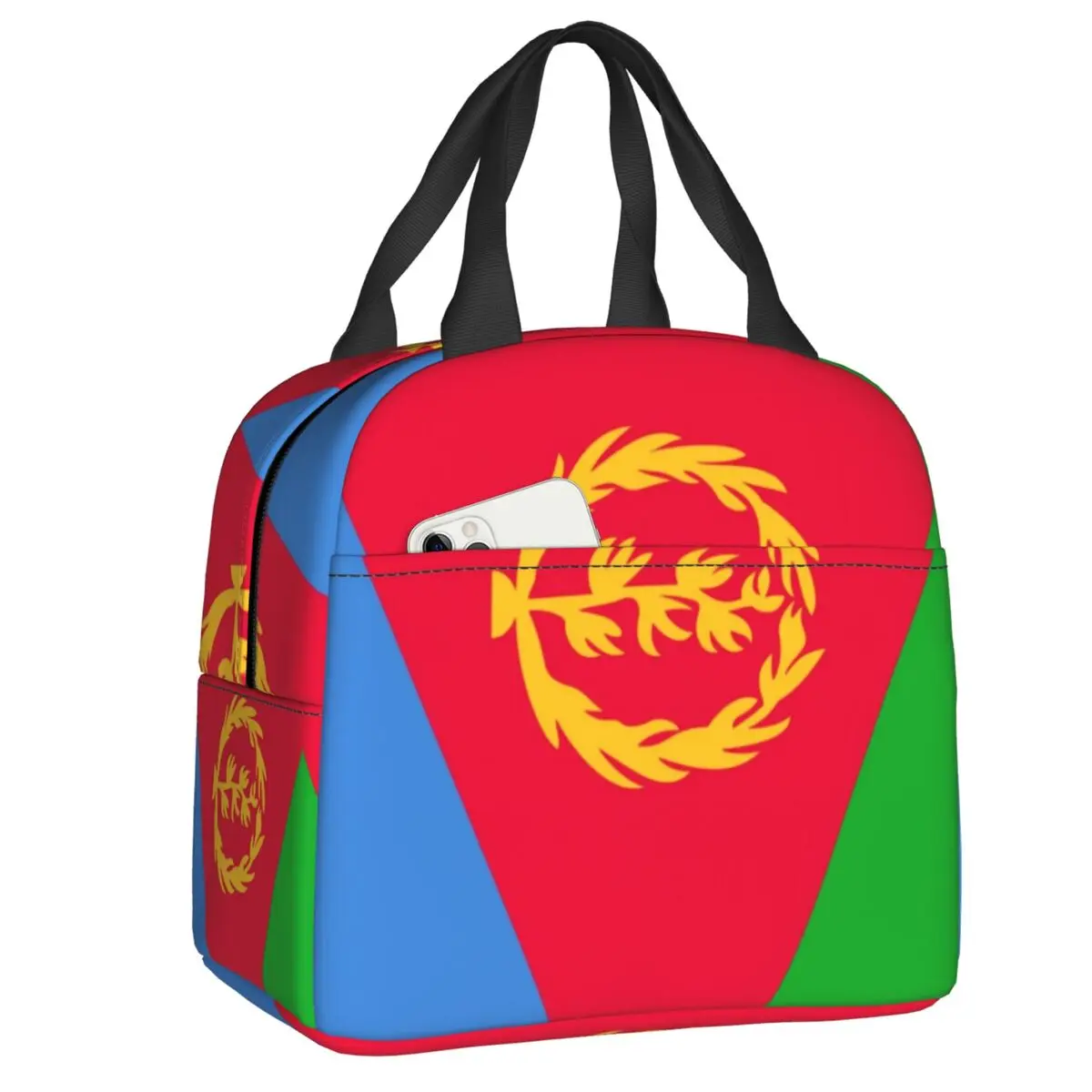 Custom Eritrea Flag Insulated Lunch Bag for Camping Travel Resuable Thermal Cooler Bento Box Women Children